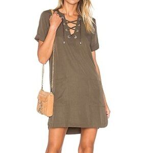 Lovers + Friends Waterfront Shift Grey Dress Lace up Size Small